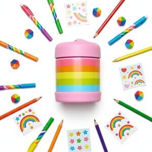 🌈 Pottery Barn Kids Fairfax Hot & Cold Food Jar – Rainbow & Pink – 10oz